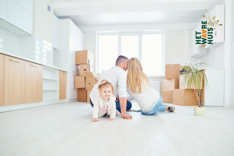 Foto van gezin in huis