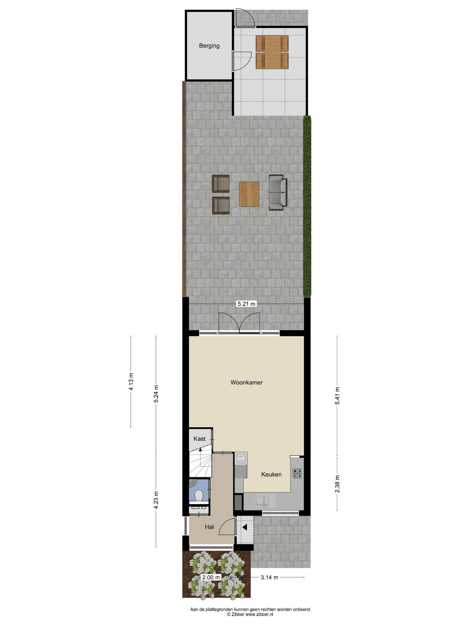 Plattegrond begane grond met tuin, Rompertcentrum 2 's-Hertogenbosch