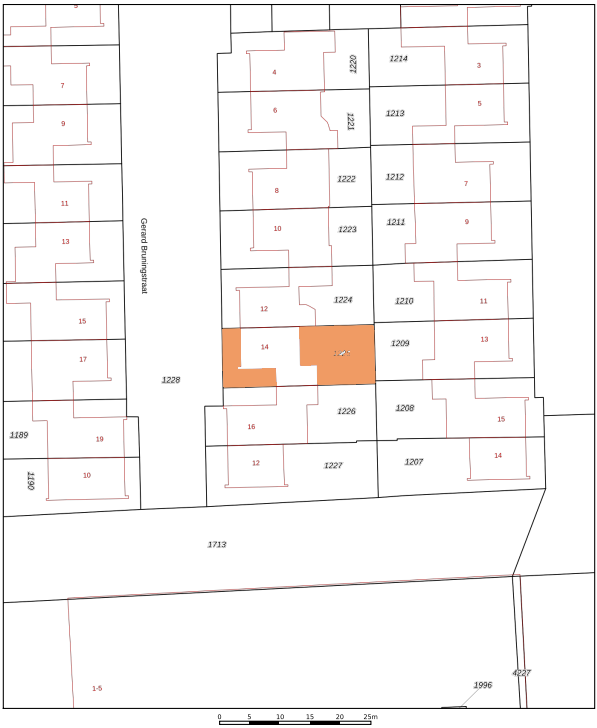 Plattegrond ligging, Gerard Bruningstraat 14 Rosmalen