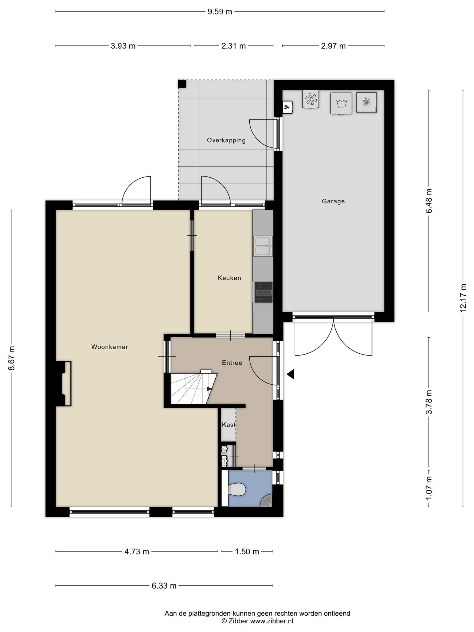 Plattegrond begane grond, Gerard Brunningstraat 14 Rosmalen