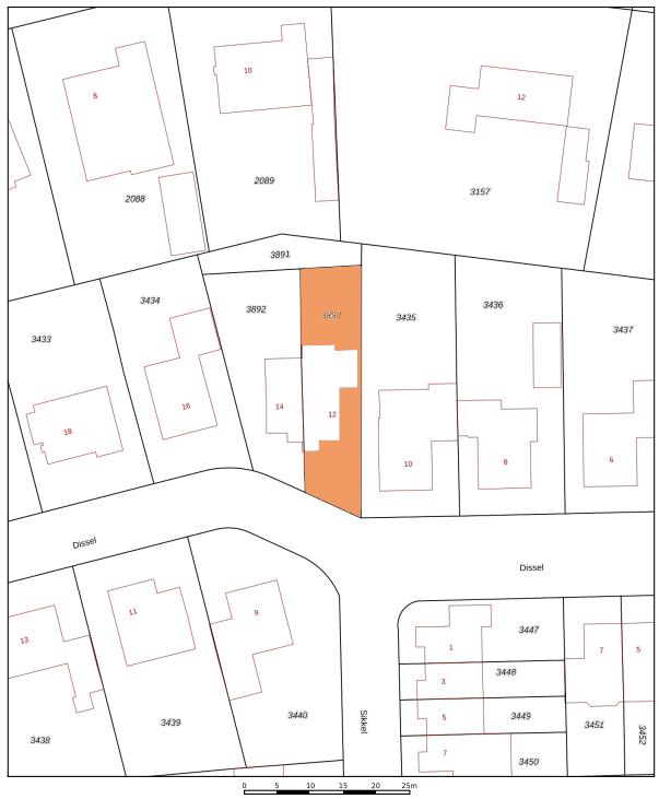 Plattegrond ligging, Dissel 12 Nuland