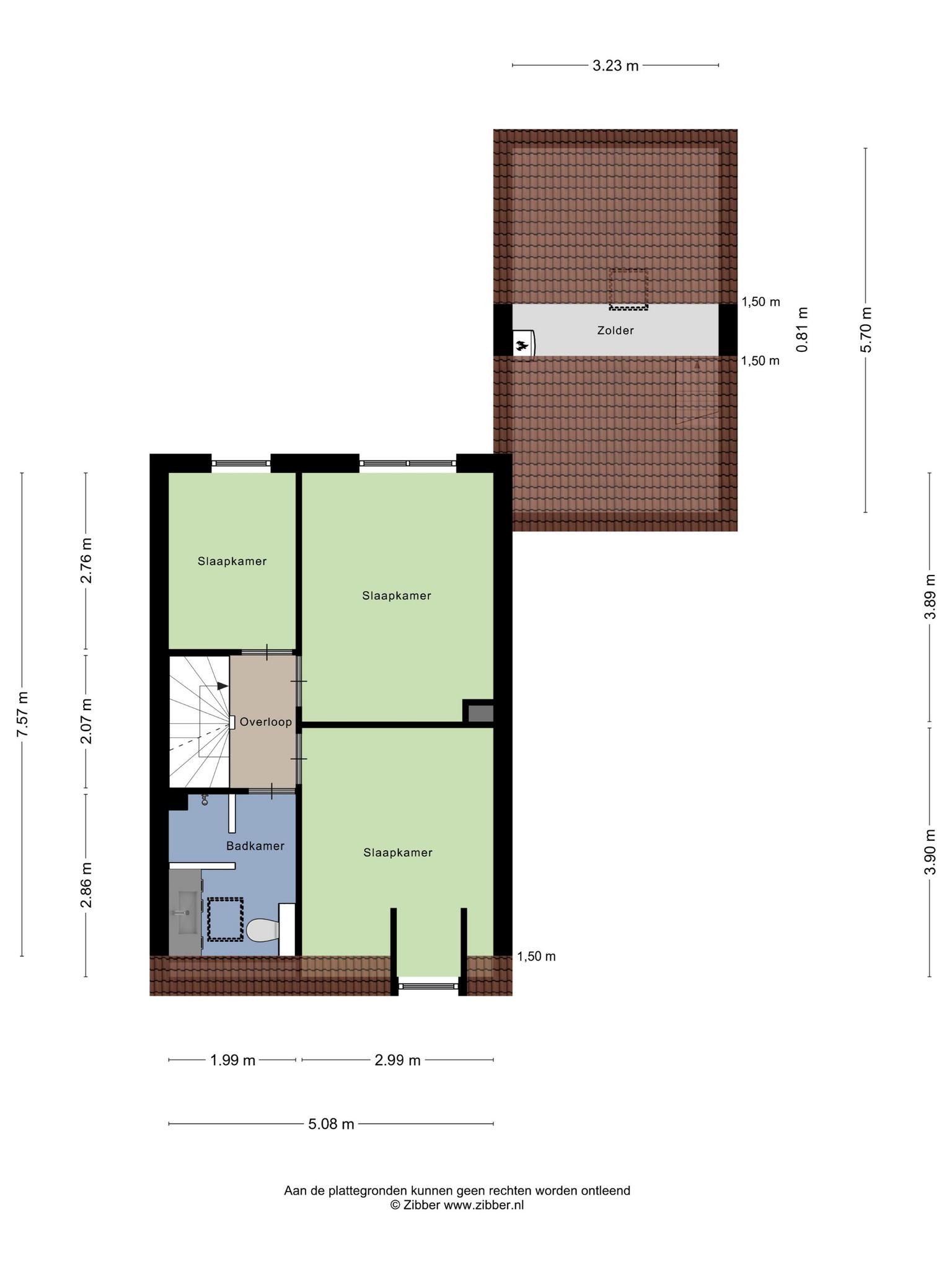 Plattegrond eerste verdieping en carport, Dissel 12 Nuland