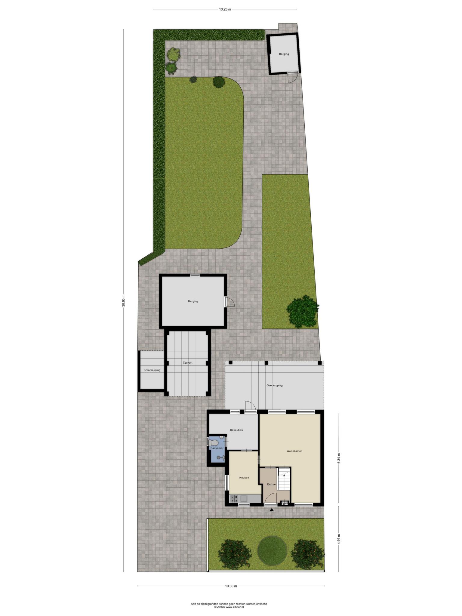 Plattegrond begane grond met tuin, Zijlstraat 16 Heeswijk-dinther