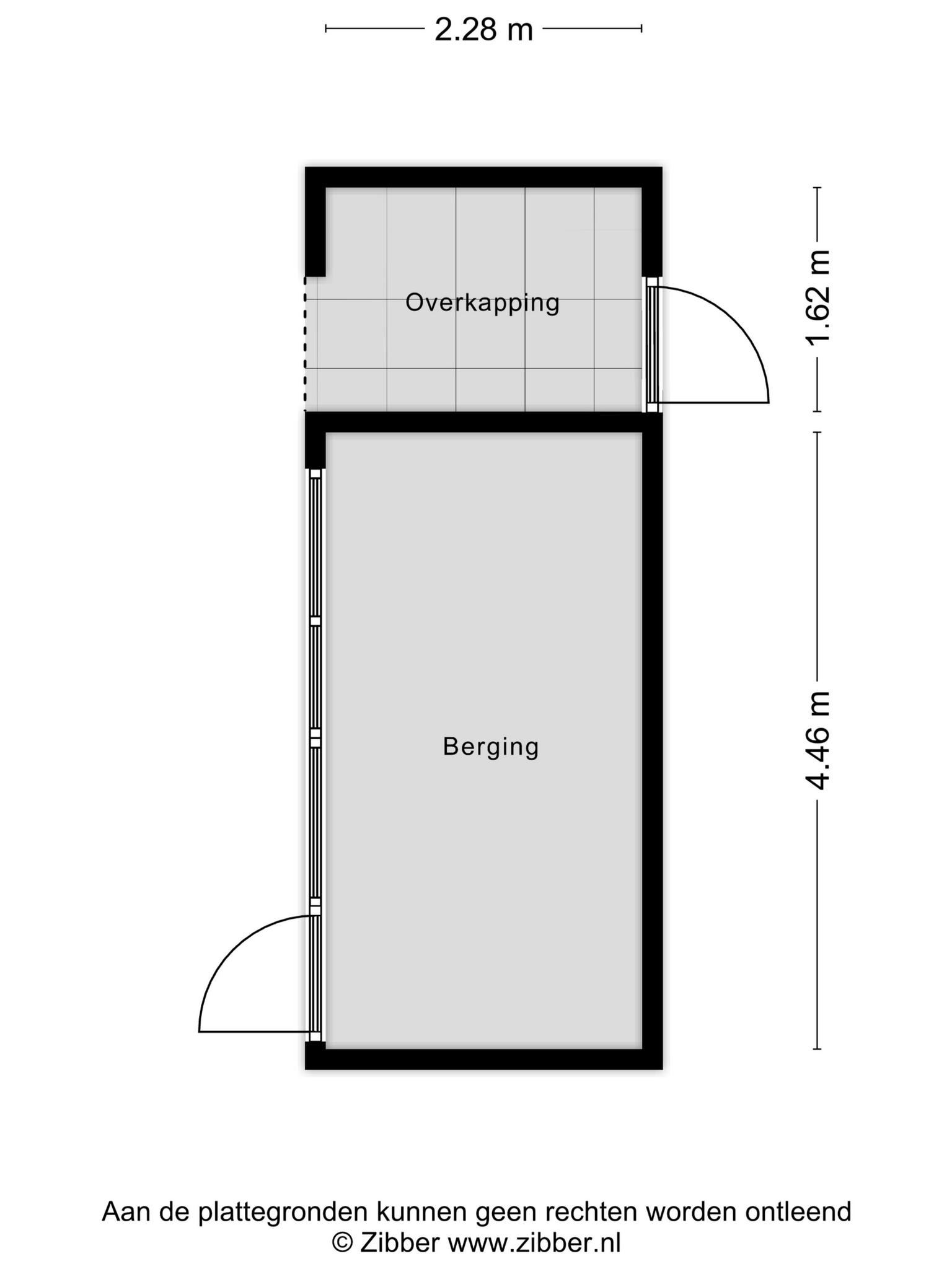 Plattegrond berging en overkapping, Hendrik Wiegersmalaan 26 Rosmalen