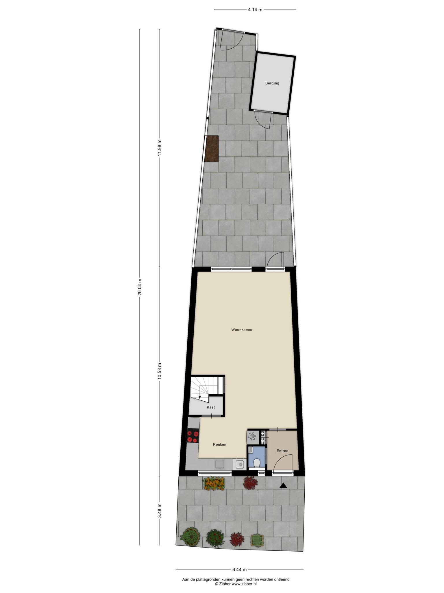 Plattegrond begane grond met tuin, Kruisherenborch 68 Rosmalen