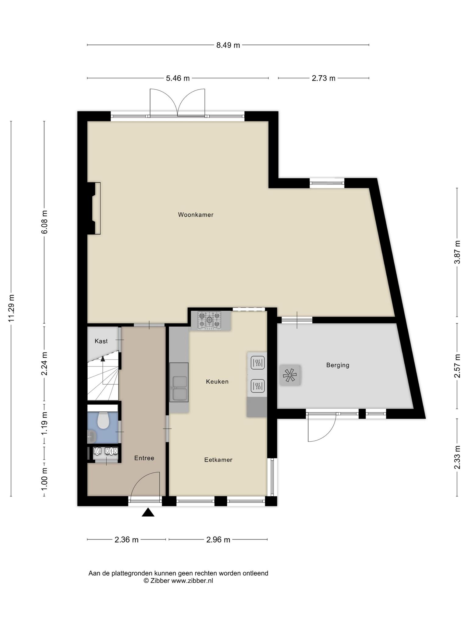 Plattegrond begane grond, Berenklauw 57 's-Hertogenbosch