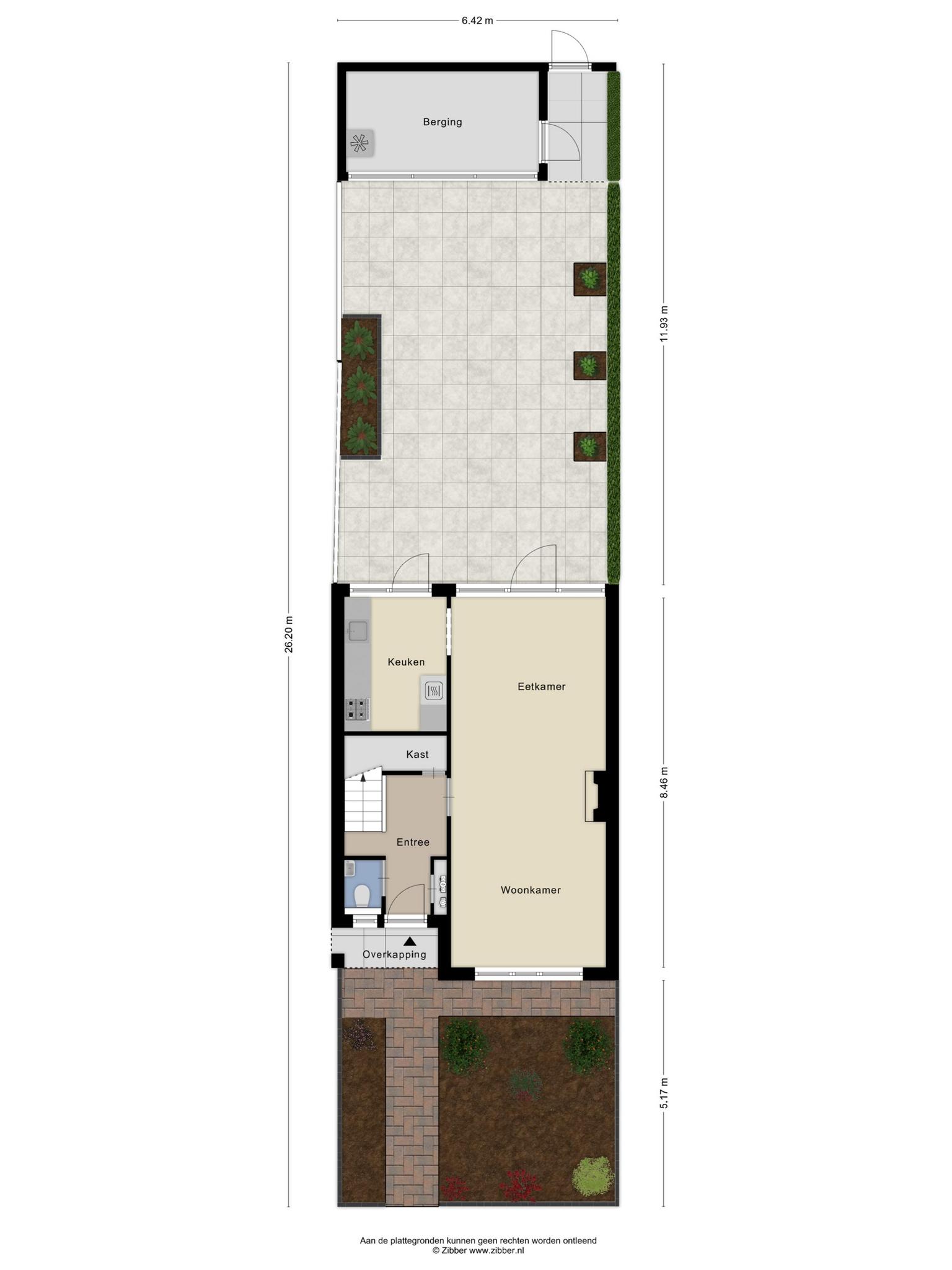 Plattegrond begane grond met tuin, Willem van Geldorpstraat 9 Rosmalen