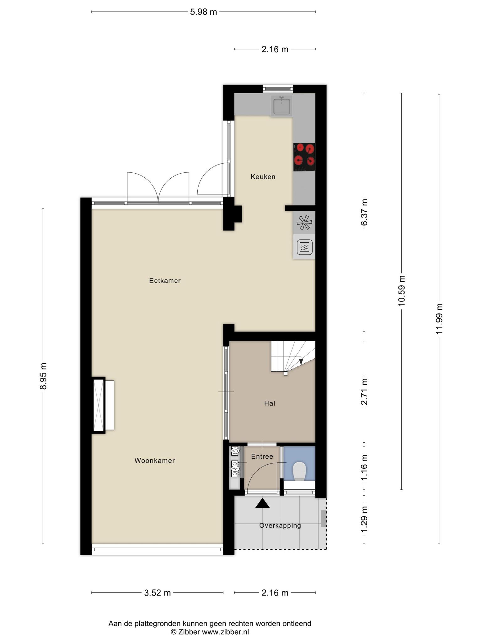 Plattegrond begane grond, Willem van Geldorpstraat 23 Rosmalen