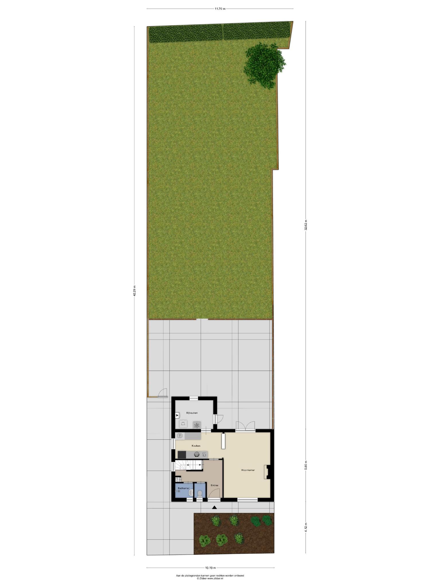 Plattegrond begane grond met tuin, Deken van Roestellaan 43 Rosmalen