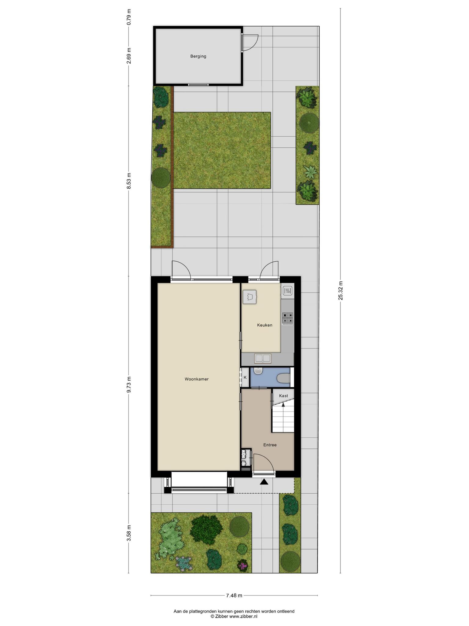 Plattegrond begane grond met tuin, Willem Elsschotstraat 21 Rosmalen