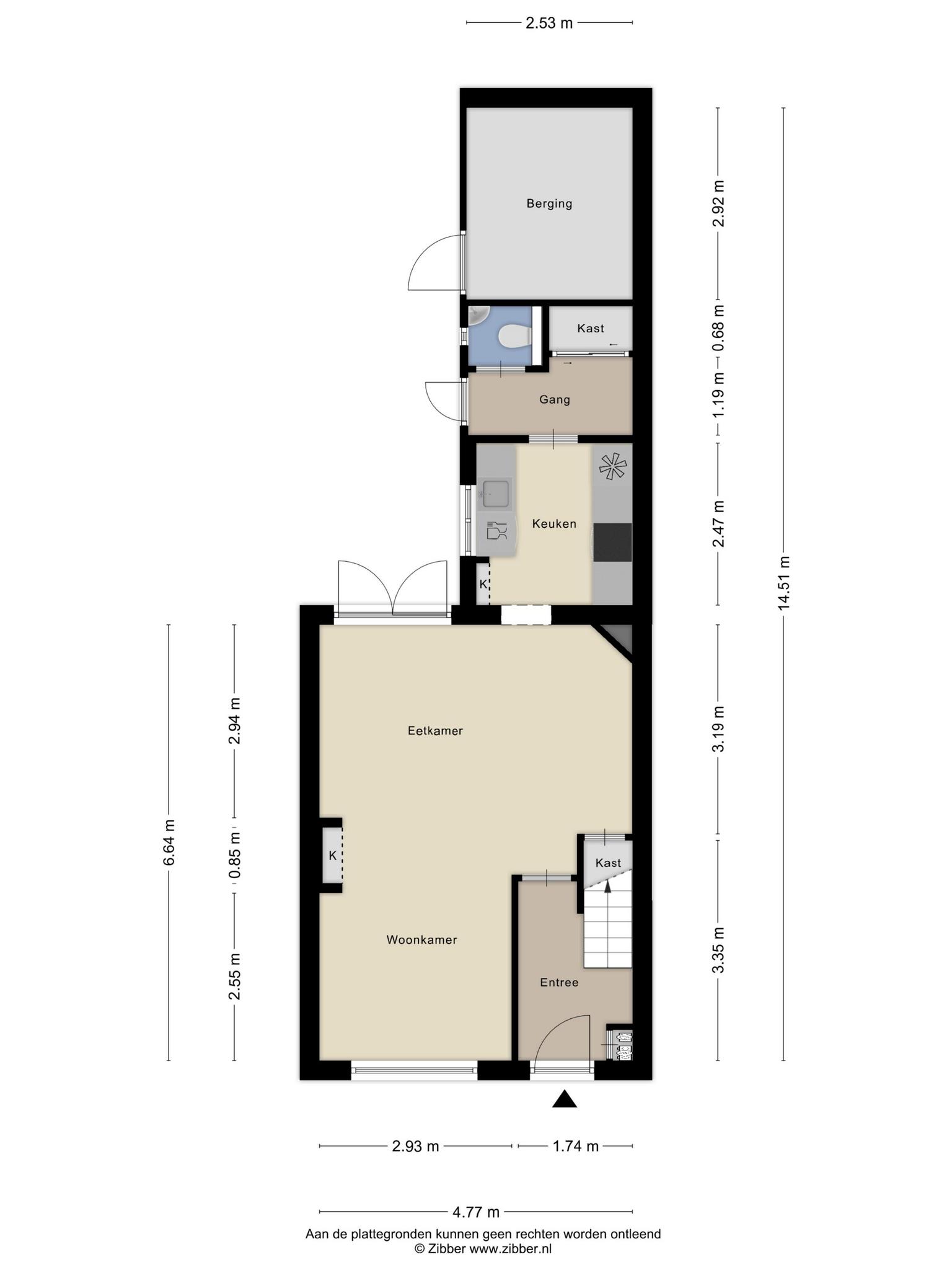 Plattegrond begane grond, Esdoornstraat 9 's-Hertogenbosch