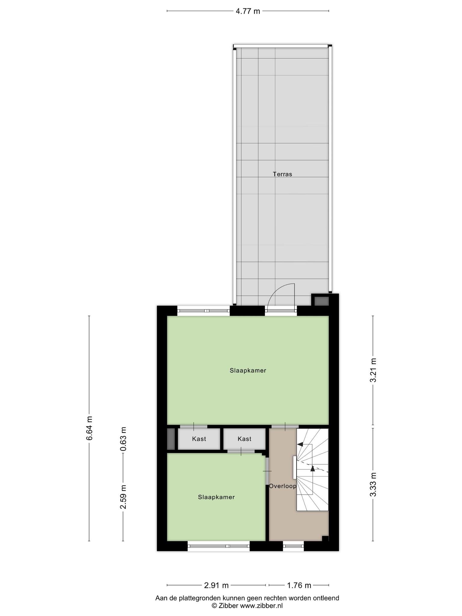 Plattegrond eerste verdieping en dakterras, Esdoornstraat 9 's-Hertogenbosch