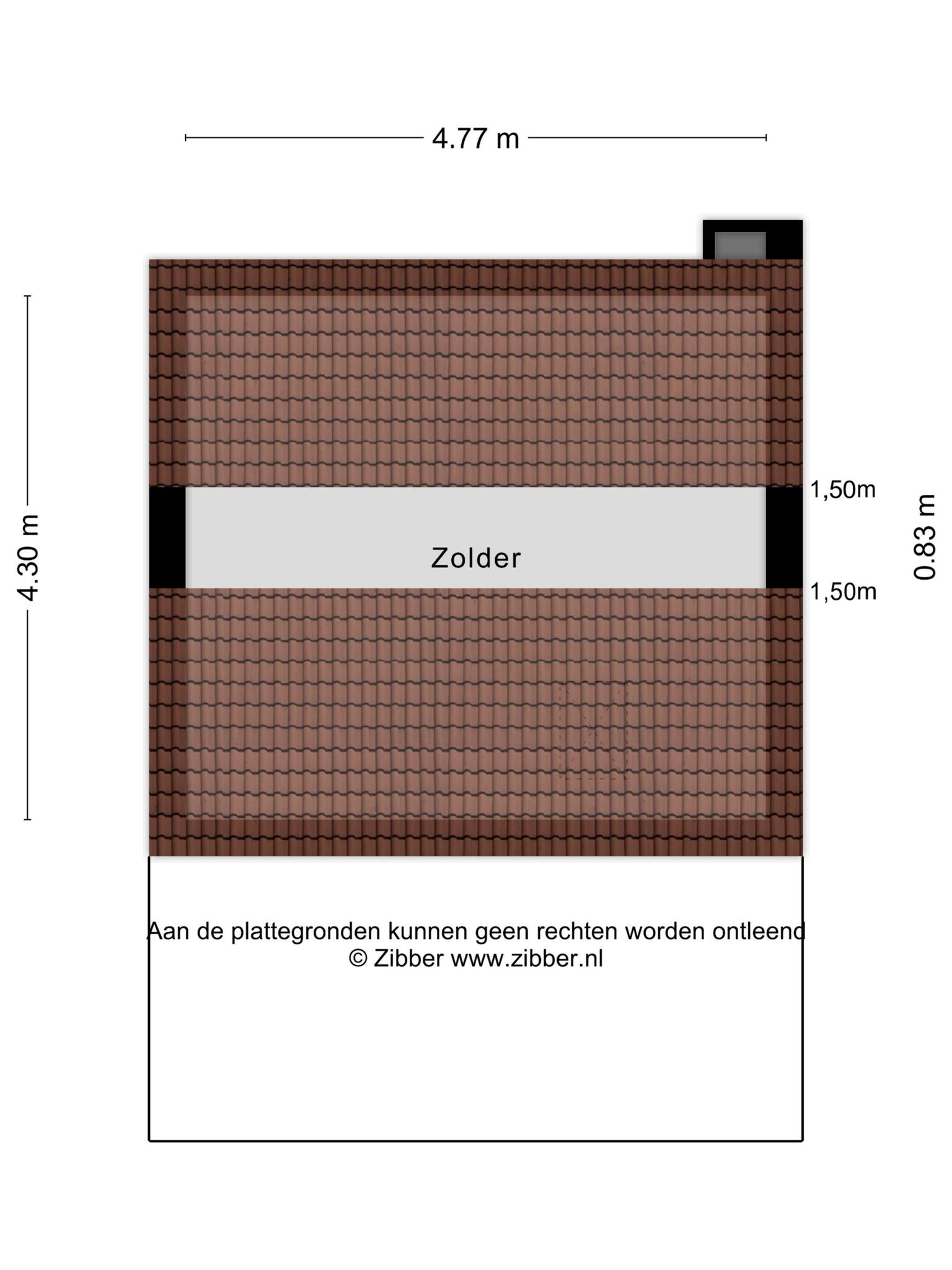 Plattegrond zolder, Esdoornstraat 9 's-Hertogenbosch