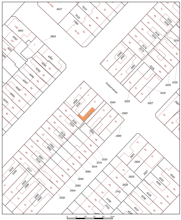 Plattegrond ligging, Esdoornstraat 9 's-Hertogenbosch