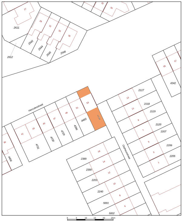 Plattegrond ligging, Herculesstraat 53 Rosmalen