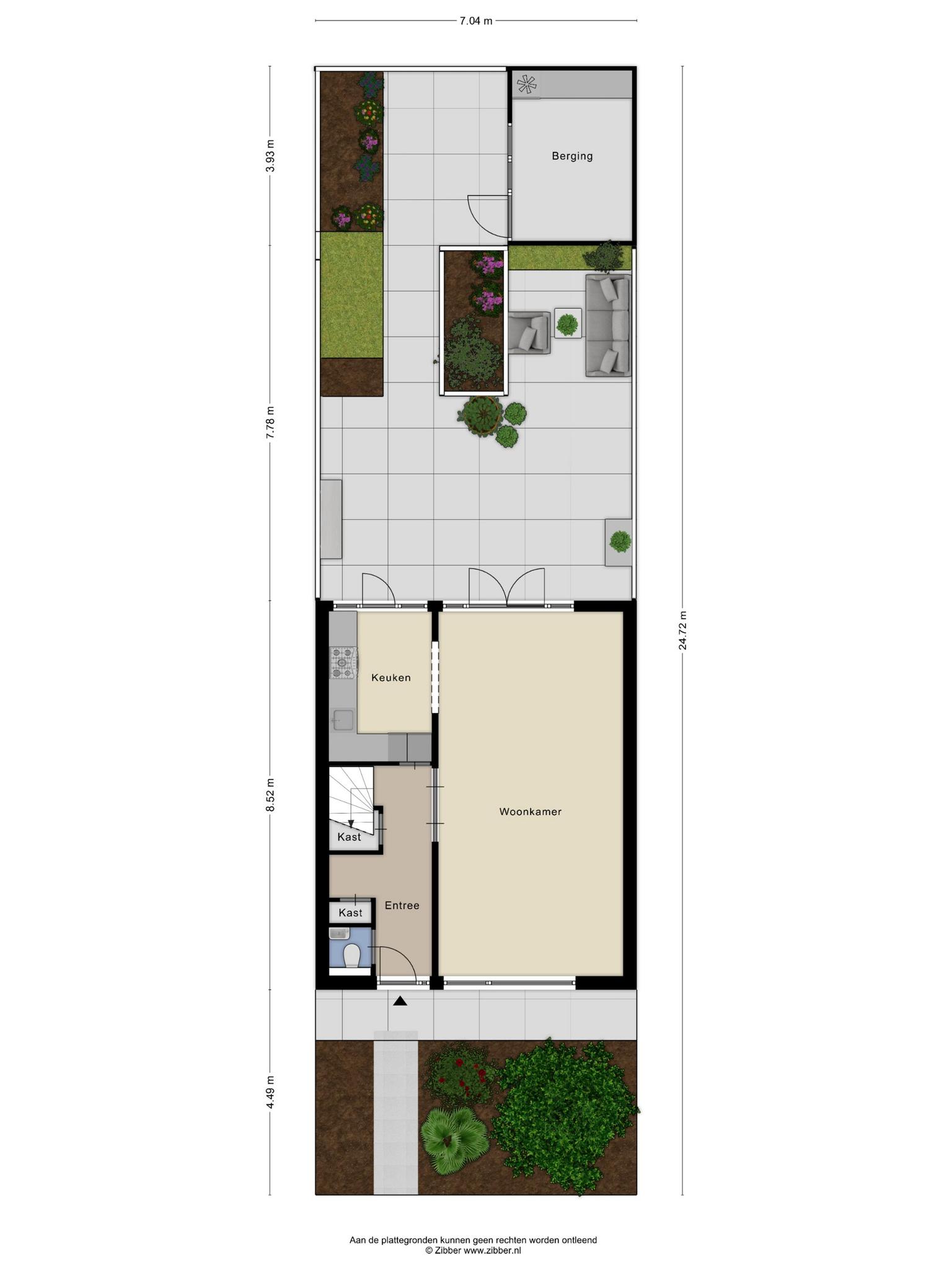 Plattegrond begane grond met tuin, Herculesstraat 53 Rosmalen