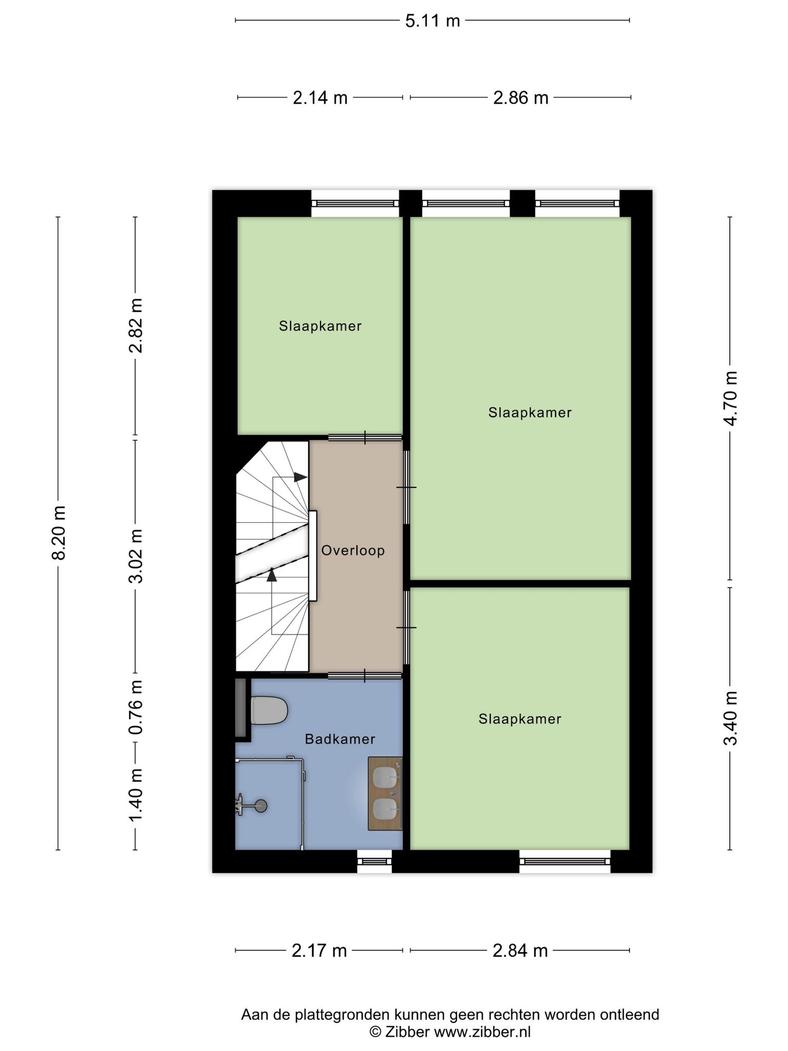 Plattegrond eerste verdieping, Pastelblauw 65 Rosmalen