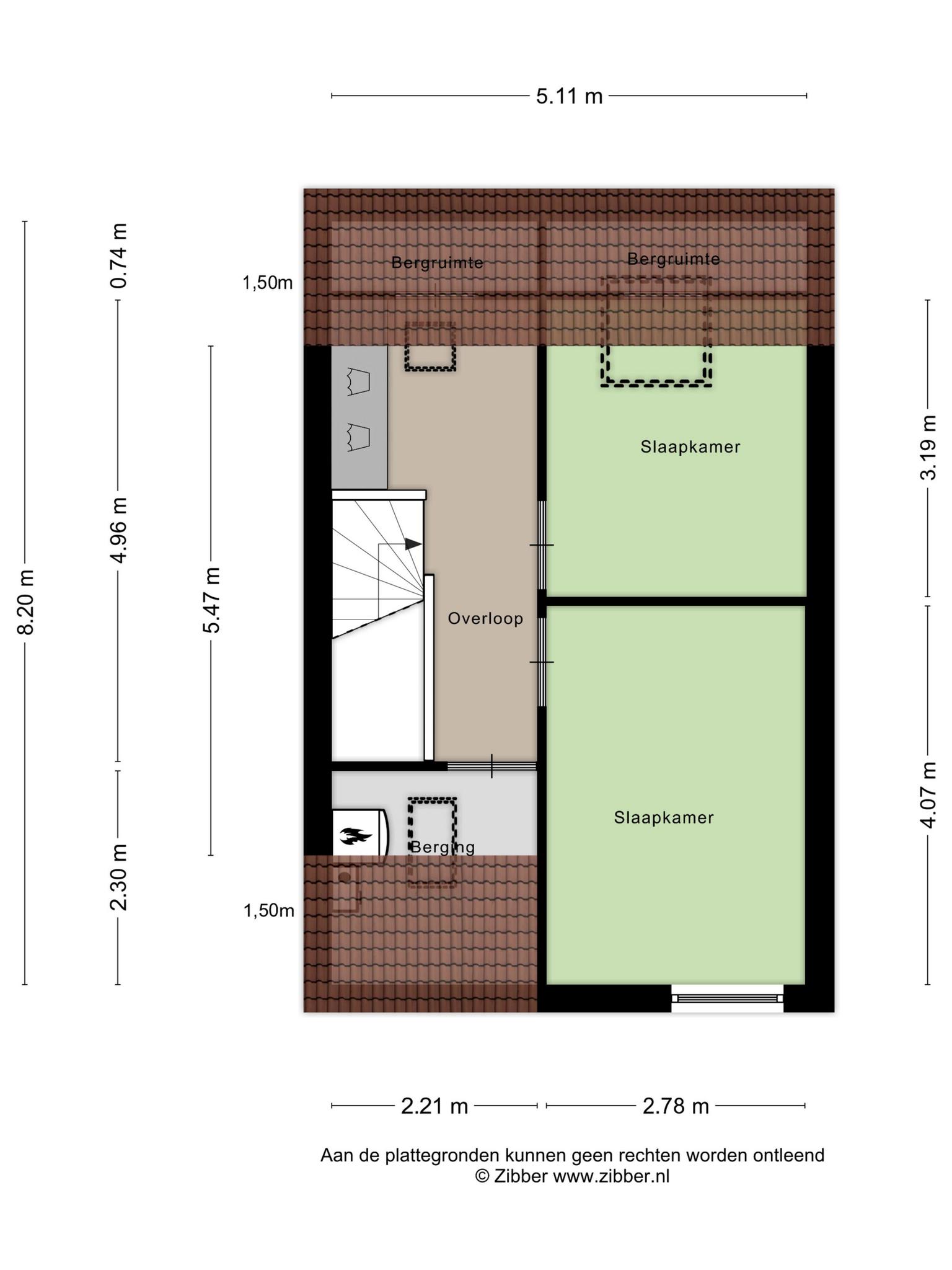 Plattegrond tweede verdieping, Pastelblauw 65 Rosmalen