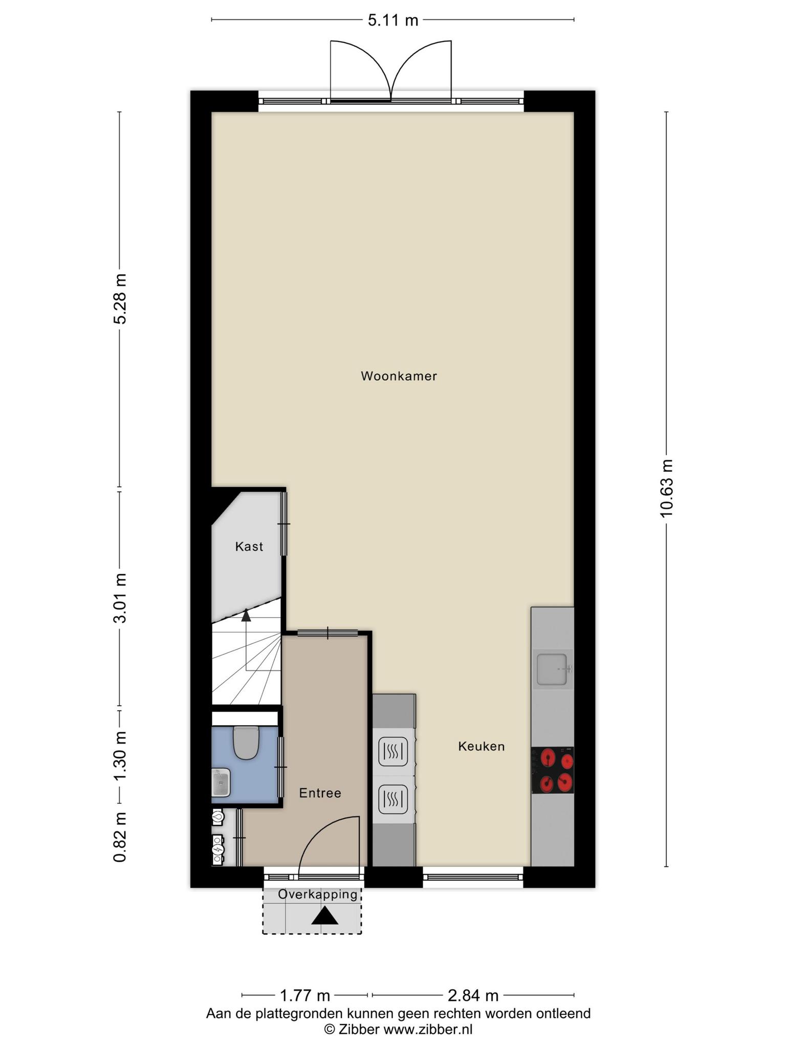 Plattegrond begane grond, Pastelblauw 65 Rosmalen