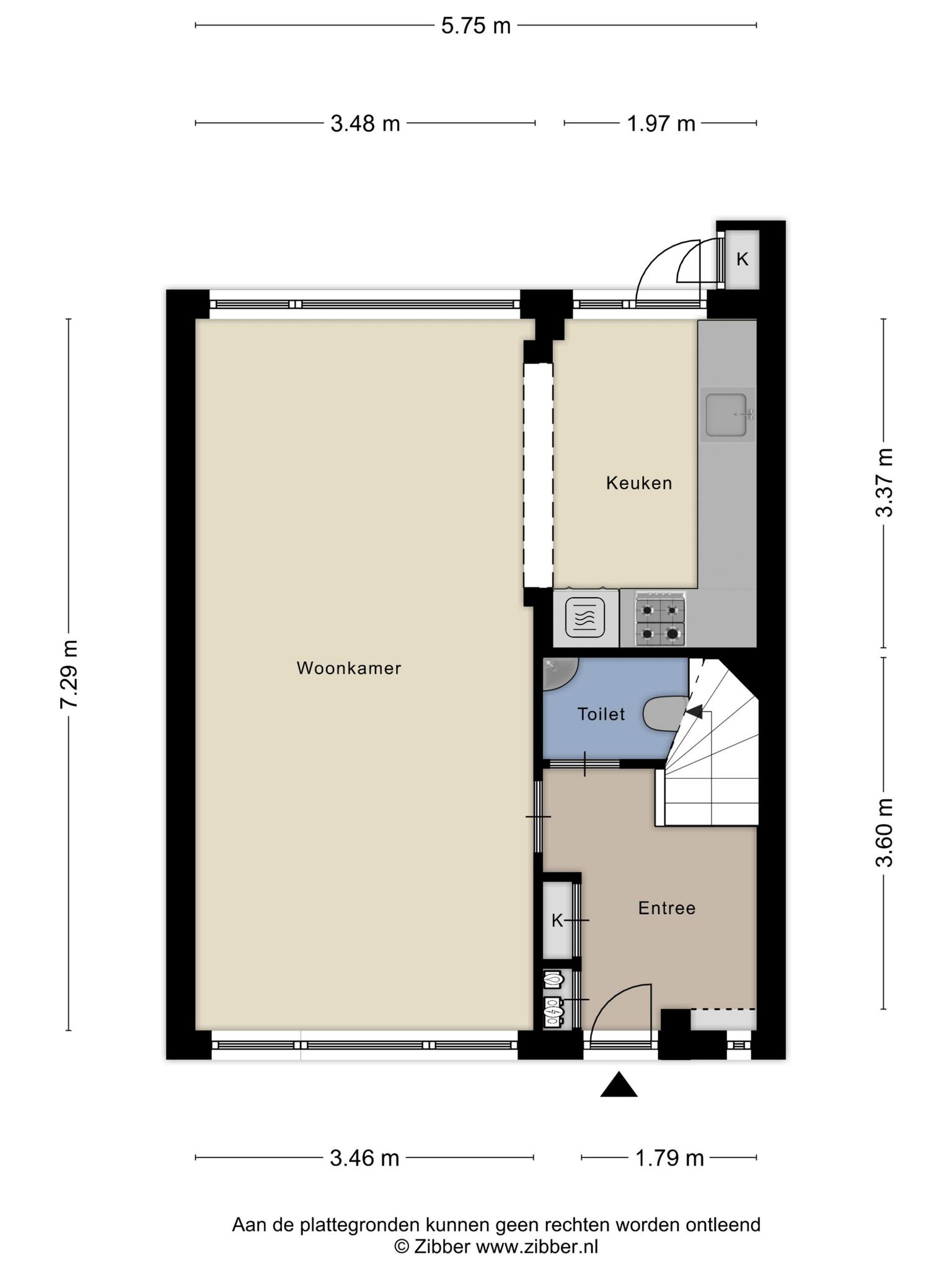 Plattegrond begane grond, Michiel de Ruyterstraat 23 's-Hertogenbosch