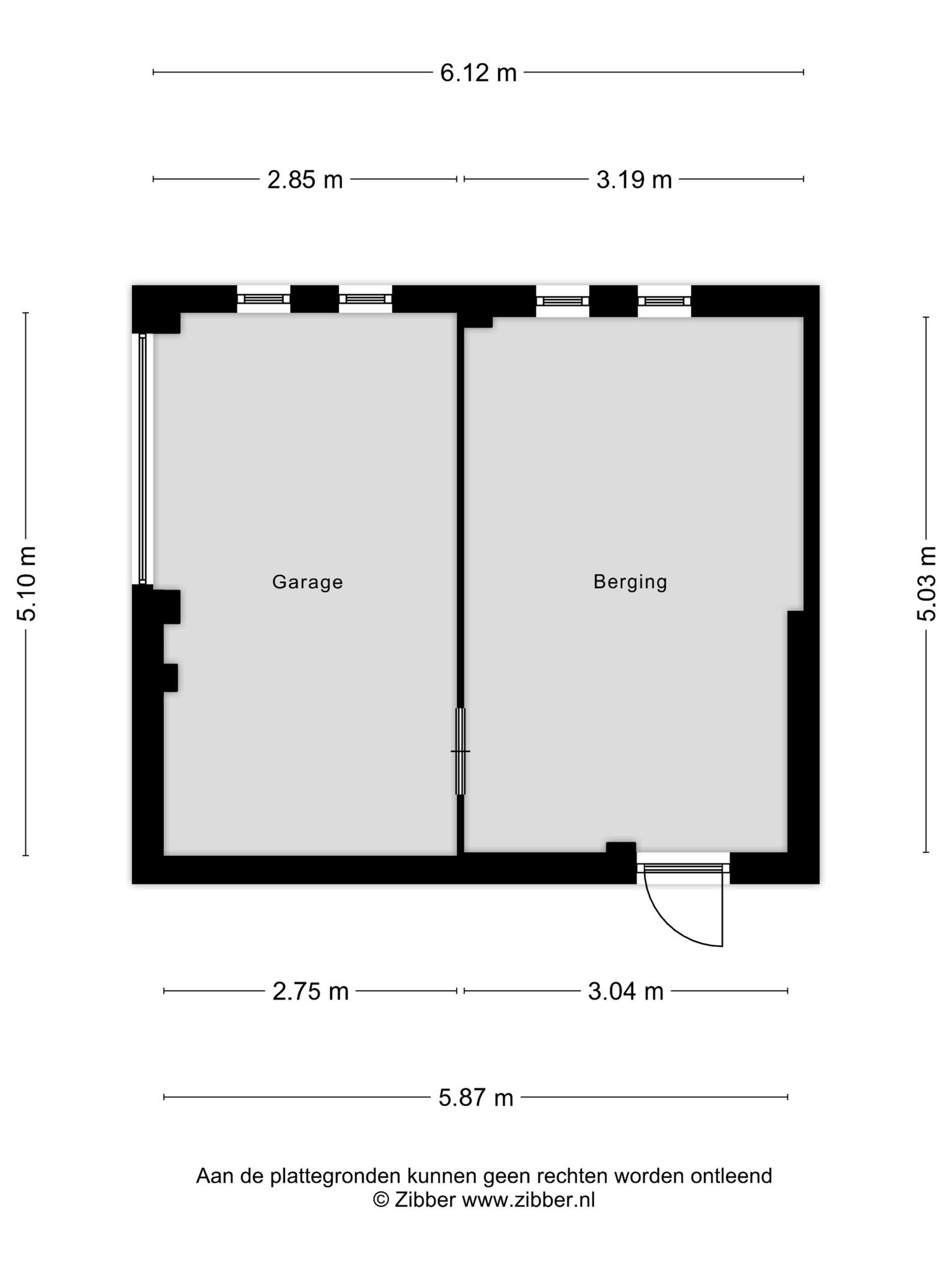 Plattegrond berging en garage, Michiel de Ruyterstraat 23 's-Hertogenbosch