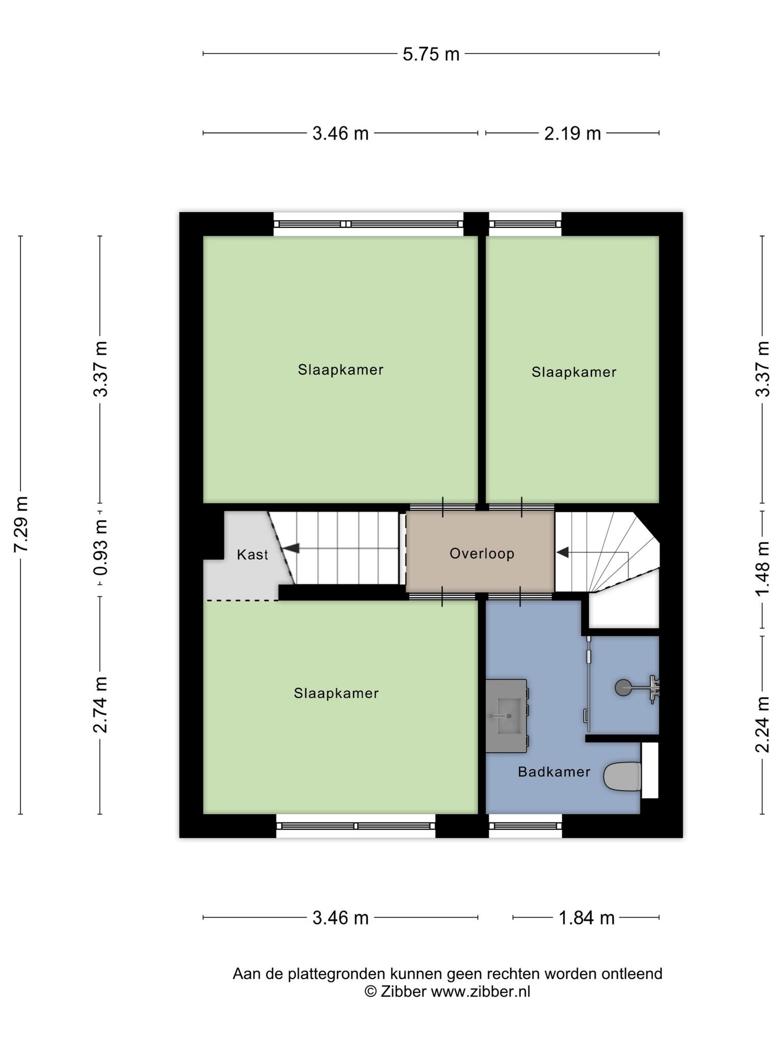 Plattegrond eerste verdieping, Michiel de Ruyterstraat 23 's-Hertogenbosch