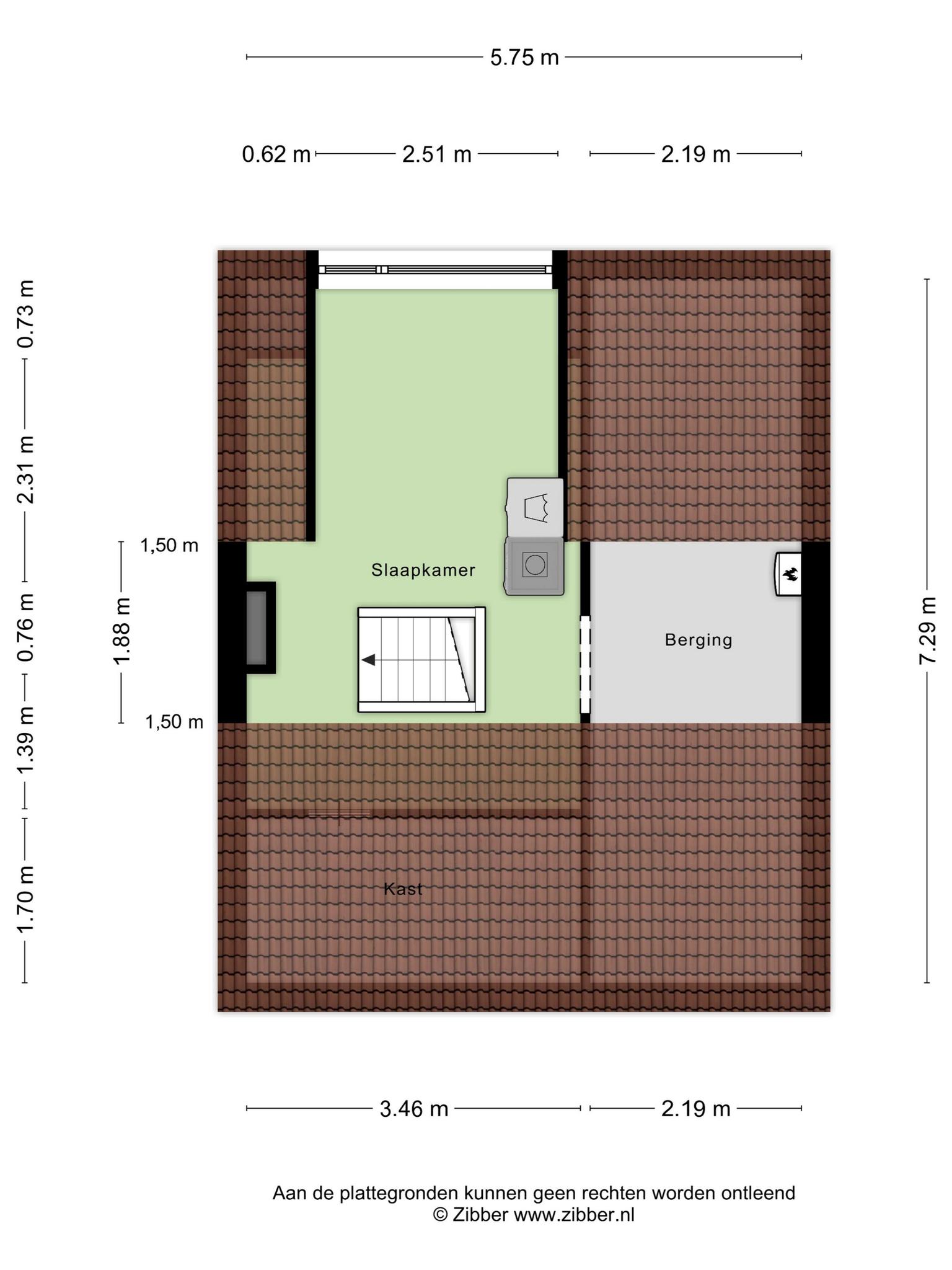 Plattegrond tweede verdieping, Michiel de Ruyterstraat 23 's-Hertogenbosch